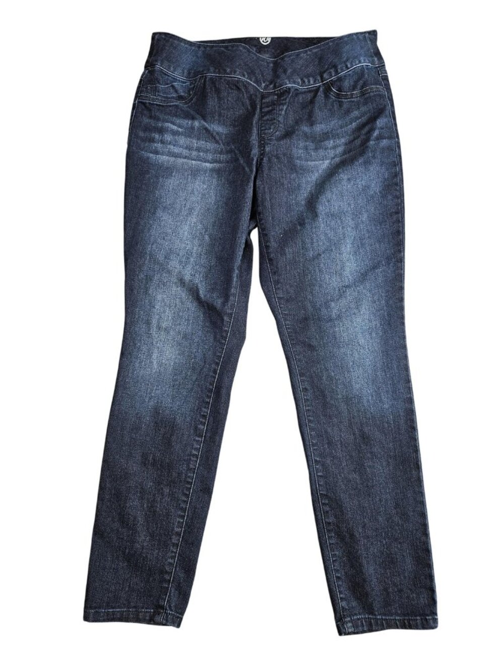 W62 Signature Fit Skinny Pull On Jeans Womens L Blue Dark Wash High Rise Denim‎